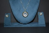 Classic Circular Halo Crystal Pendant Necklace Set