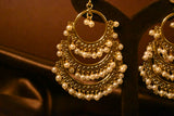 Pearl Cascade Gold Chandelier Earrings