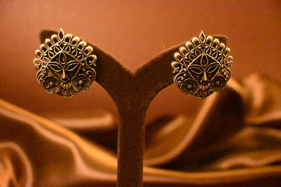 Divine Lotus Face Stud Earrings