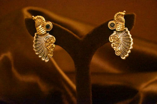 Peacock Gold Drop Earrings