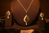 Pearl & Pink Stone Leaf Necklace Se