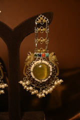 Green Stone Peacock Earrings