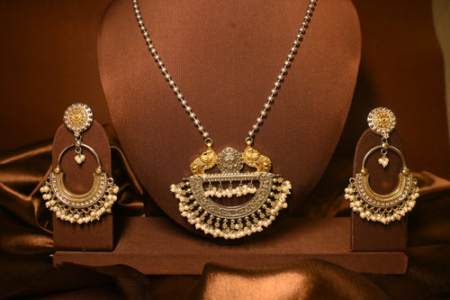 Antique Pearl Chandbali Necklace & Earrings Set