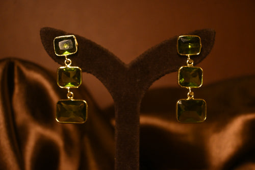 Triple Gemstone Drop Earrings