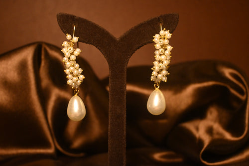 Pearl Cluster Drop Earrings